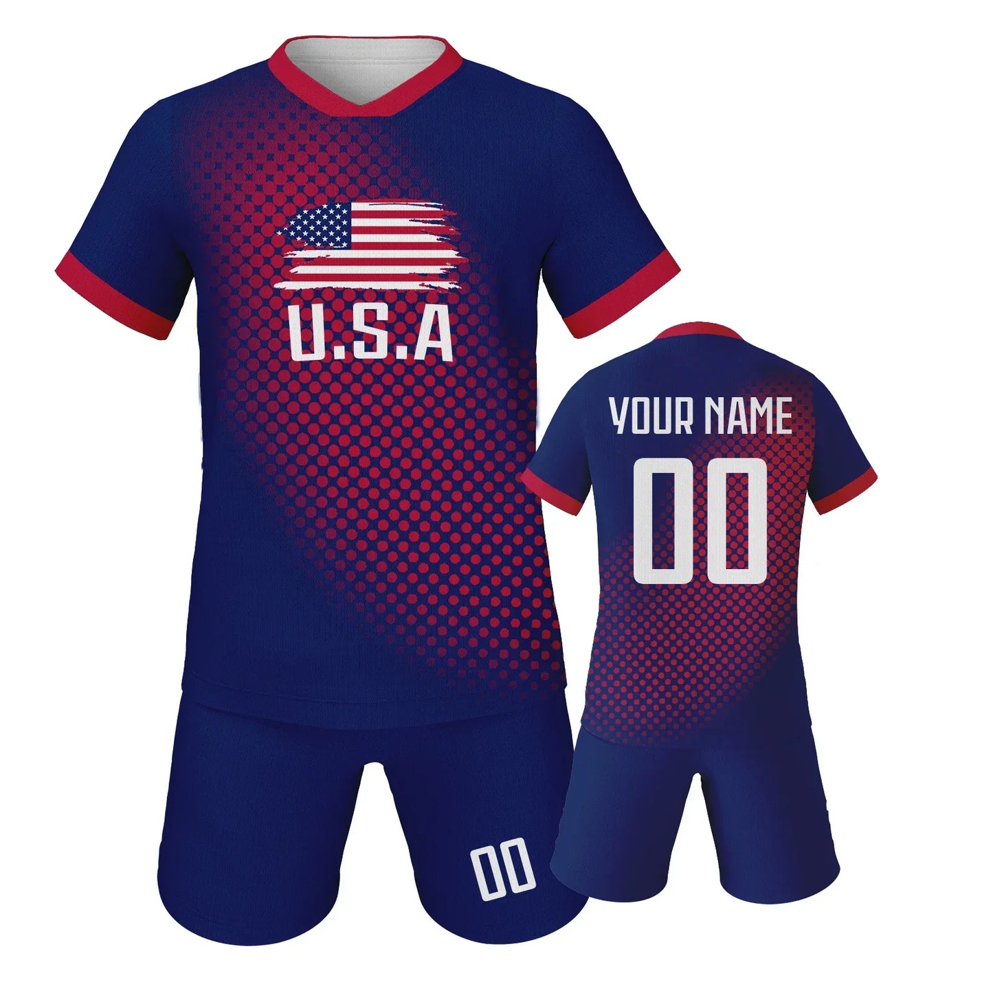 USA Kids Custom Soccer Jersey With Printed Name And Number - ToylandEU