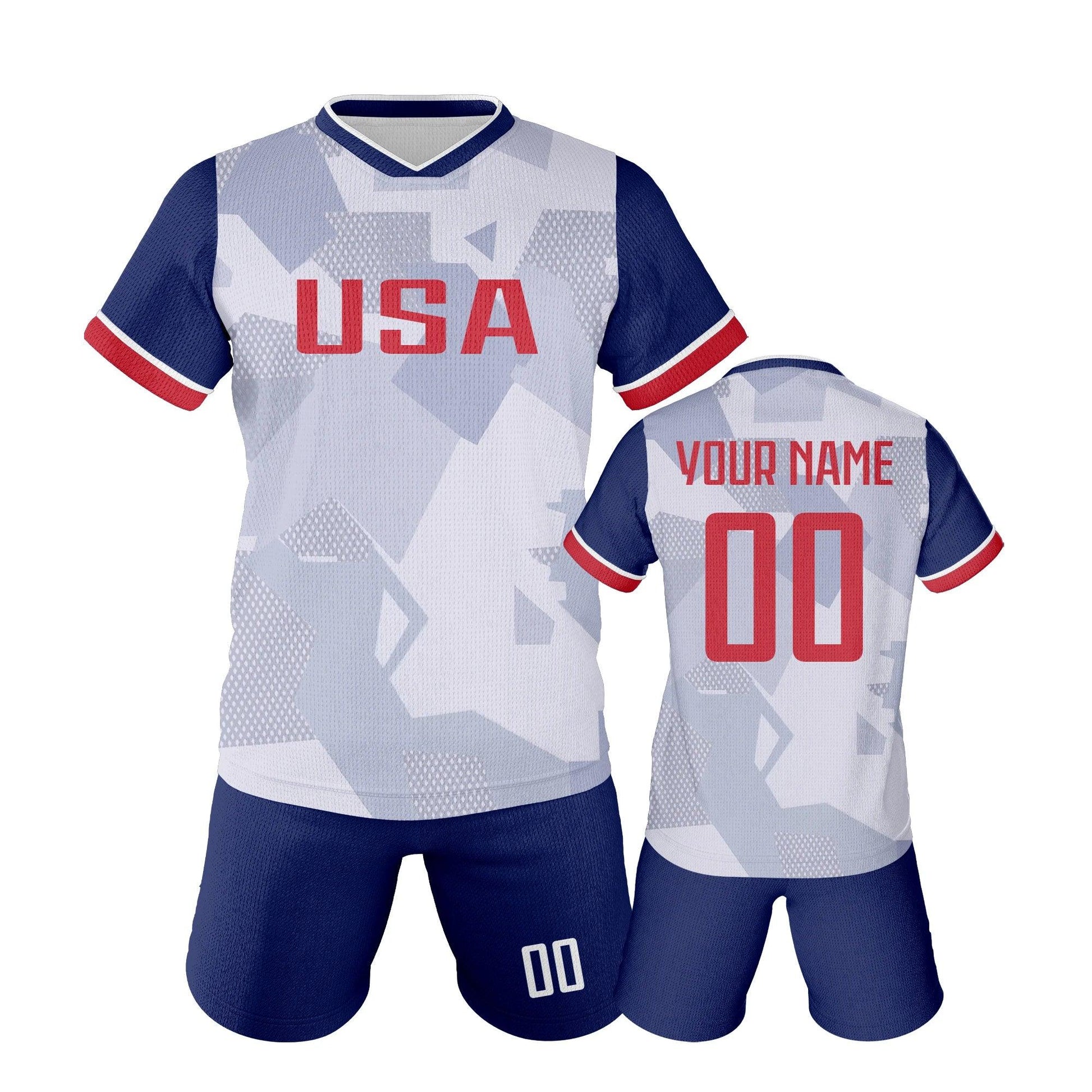 USA Youth Customizable Soccer Jersey Kit With Name & Number, Sublimation Knit Fabric Football Shirt - ToylandEU