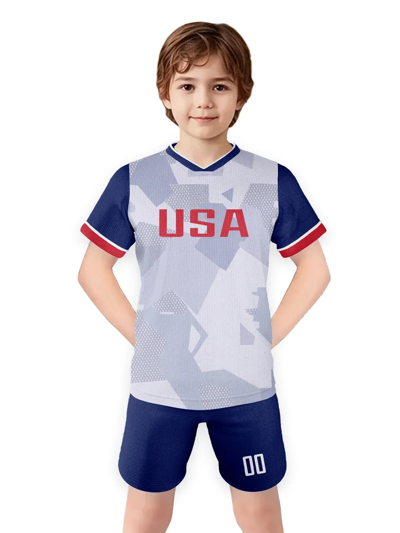 USA Youth Customizable Soccer Jersey Kit With Name & Number, Sublimation Knit Fabric Football Shirt - ToylandEU