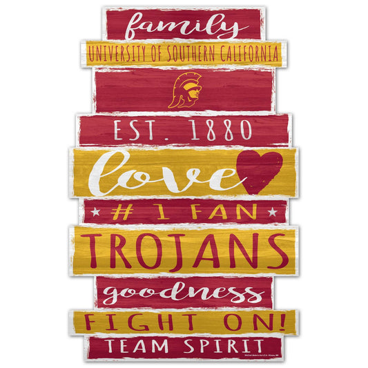 USC Trojans 11x17 Wood Family Word Sign Decorated in Colors - ToylandEU