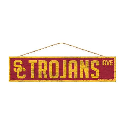 USC Trojans 4x17 Wood Avenue Sign Decorated With Team Logo - ToylandEU