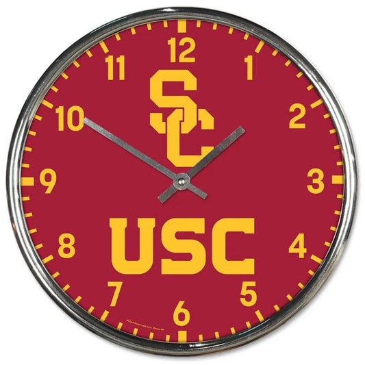 USC Trojans Chrome Round Wall Clock Classic Style Retro - ToylandEU