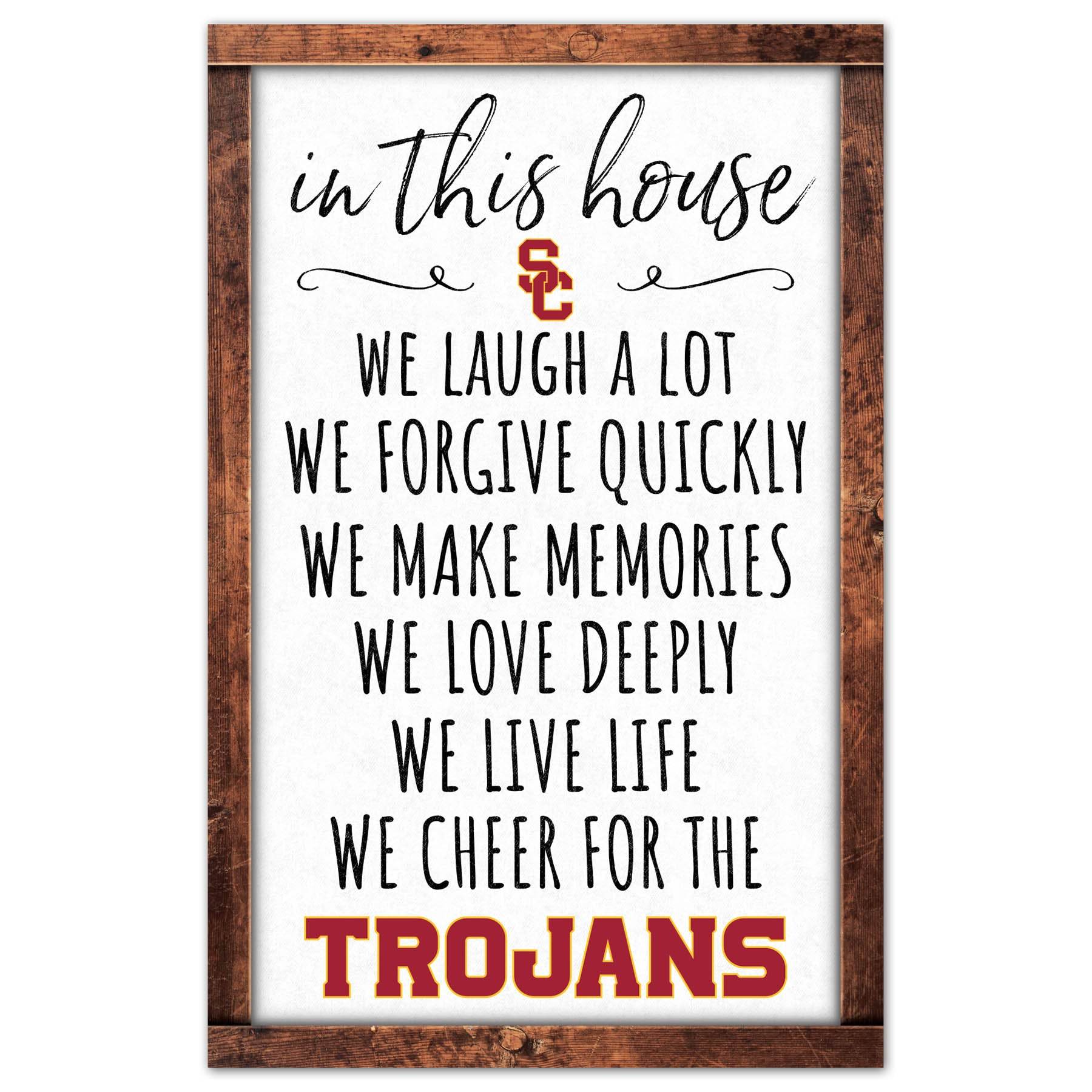 USC Trojans Sign 11x17 Wood In This House Wall Decor - ToylandEU