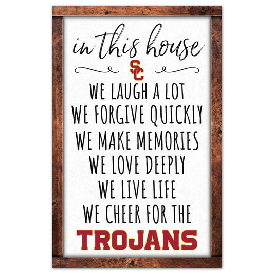 USC Trojans Sign 11x17 Wood In This House Wall Decor - ToylandEU