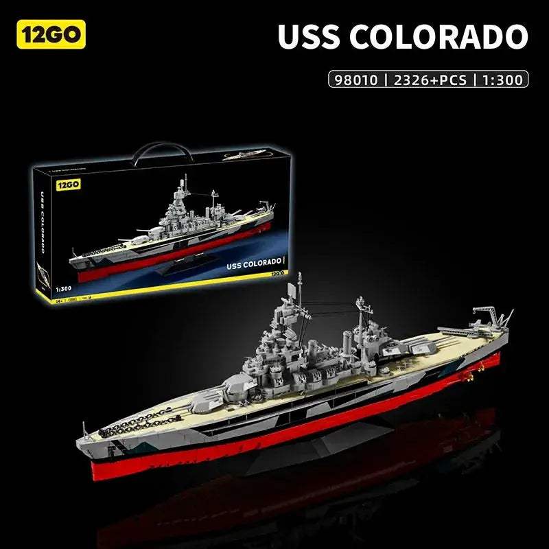USS Colorado 1:300 Battleship Building Blocks Model Set Display Ready - ToylandEU