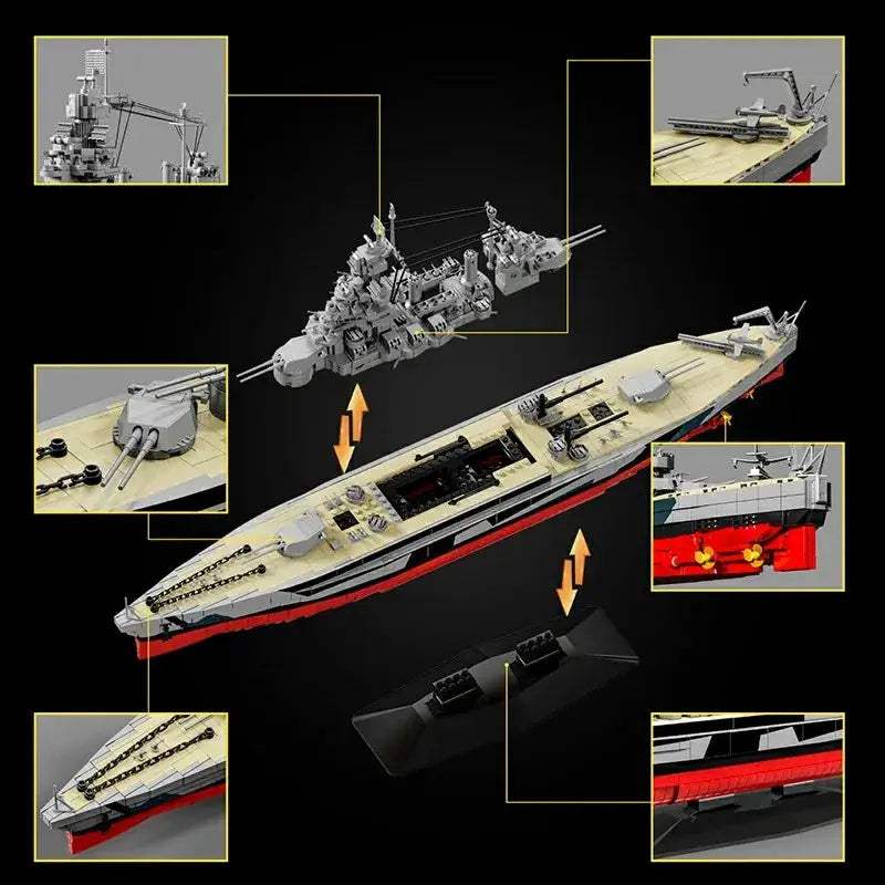 USS Colorado 1:300 Battleship Building Blocks Model Set Display Ready - ToylandEU