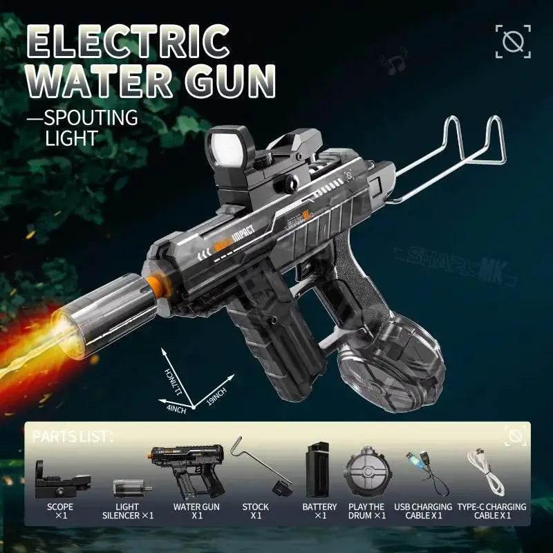  UZI Electric Water Gun with Light Up Toys for Kids Summer Outdoor Shooting Game Powerful Automatic Water Squirt Gun -  ToylandEU™
