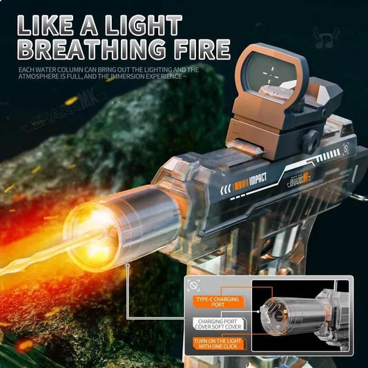 UZI Electric Water Gun with Light Up Toys for Kids Summer Outdoor Shooting Game Powerful Automatic Water Squirt Gun - ToylandEU