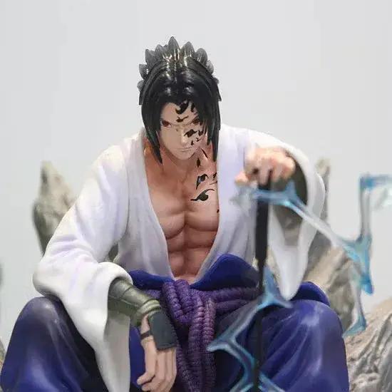 Uchiha Sasuke Mantra Seal Action Figure Sitting Pose, Naruto Shippuden Anime Figurines 18 CM - ToylandEU