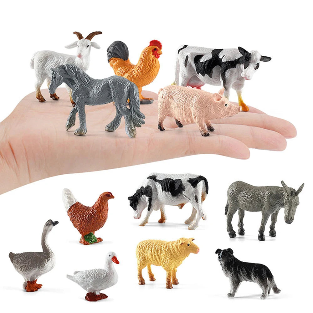 Realistic Farm Animal Figurines Set of 12 - Mini Poultry Action Figures - ToylandEU