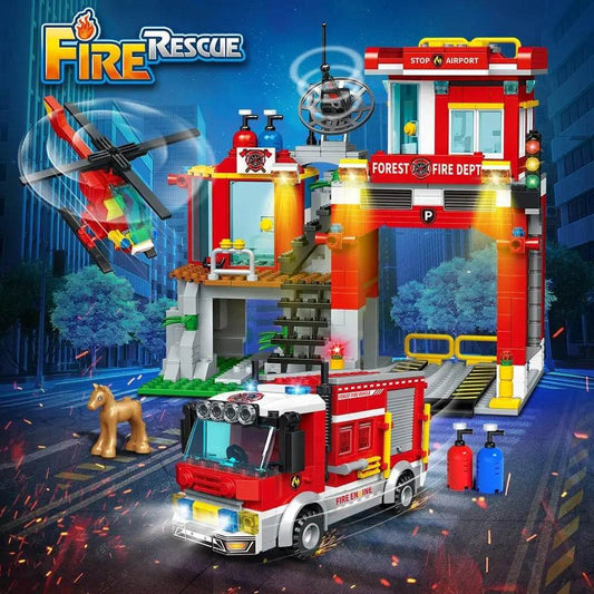 Ultimate Fire Station Building Set with Truck & Helicopters for Kids - ToylandEU