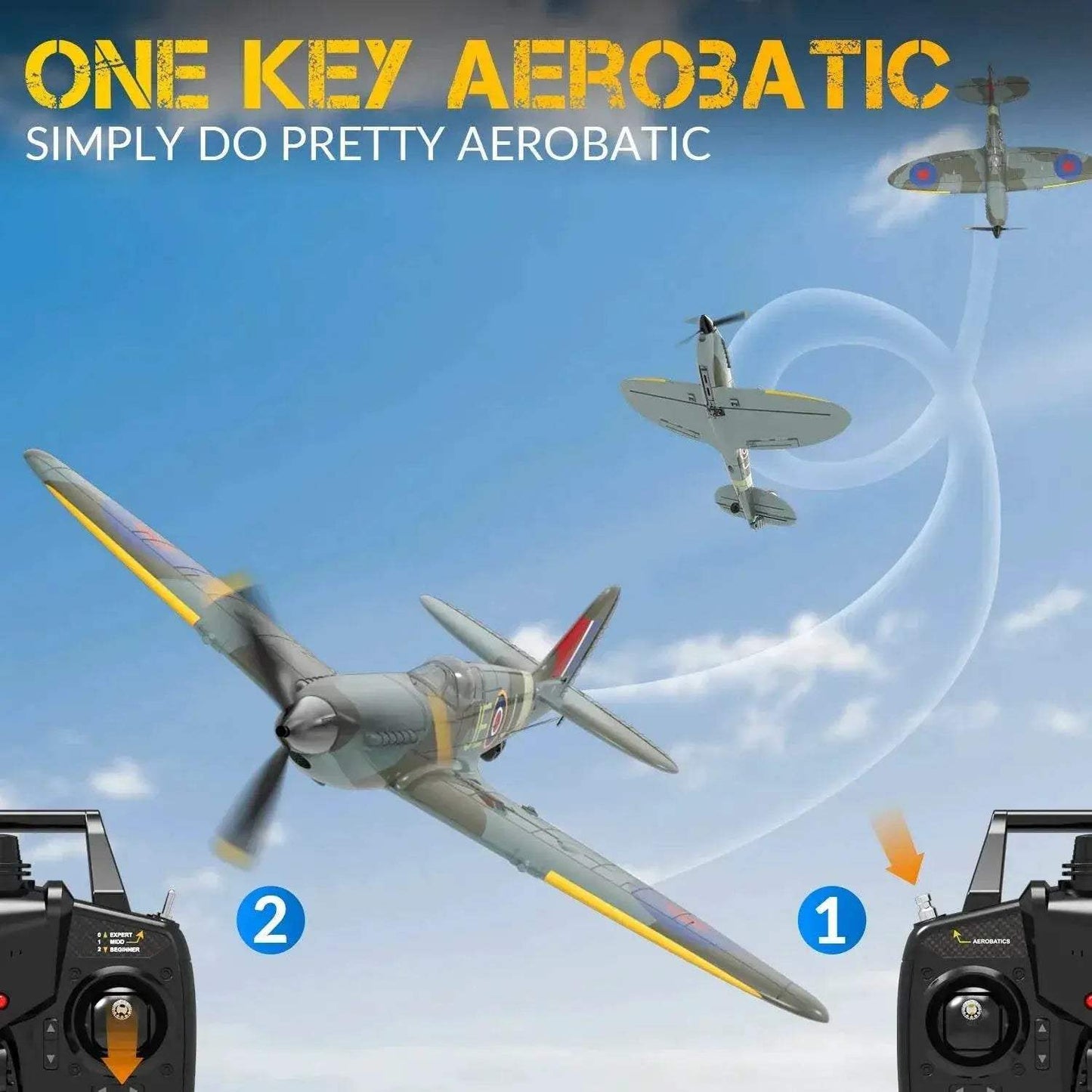  Ultimate Volantex Spitfire EPP 400mm RC Warbird with Aerobatic Key  -  ToylandEU™