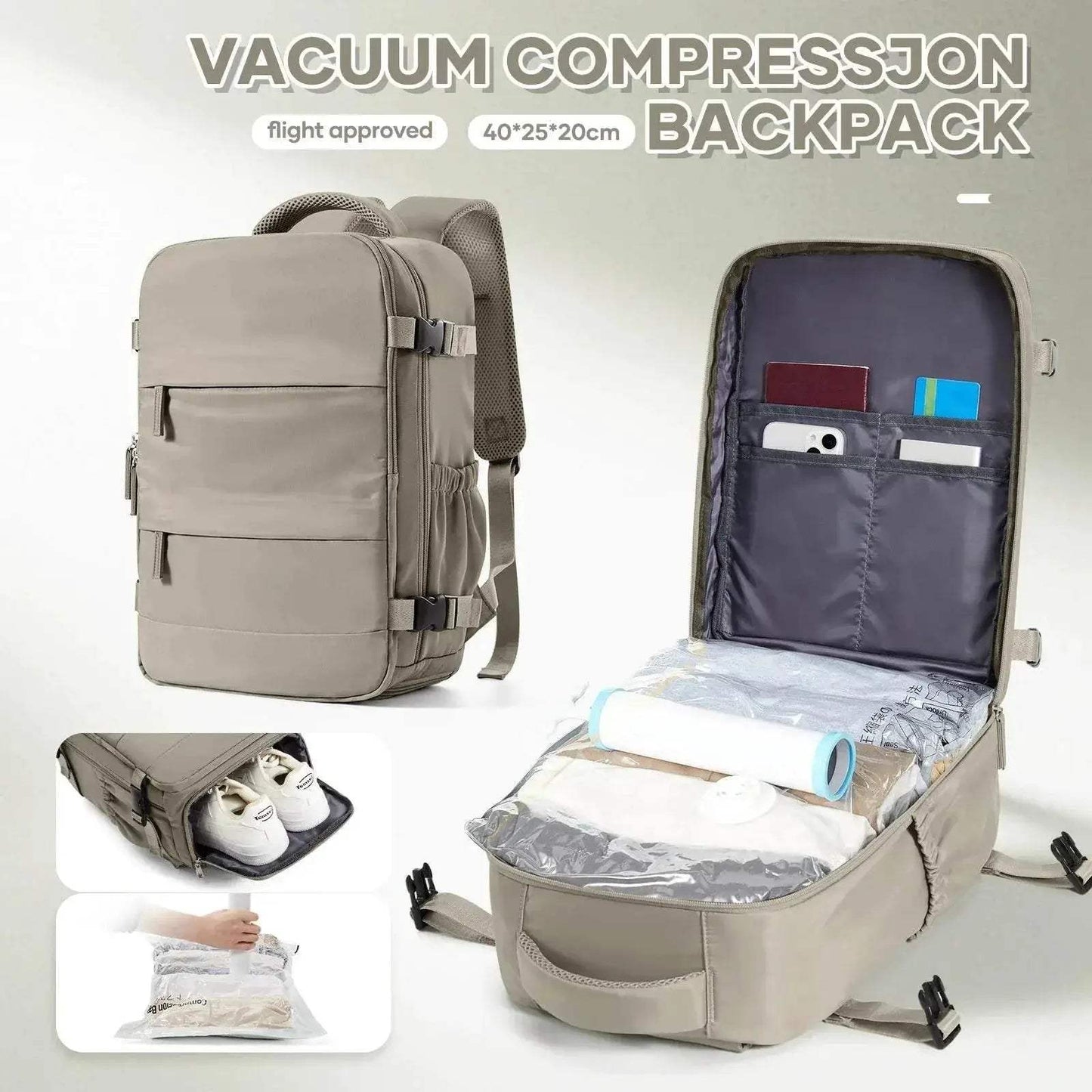 Ultra Lightweight Travel Backpack Carry On 40x20x25 With Air Cushion Straps Unisex Laptop Compartment For Work Or School - ToylandEU
