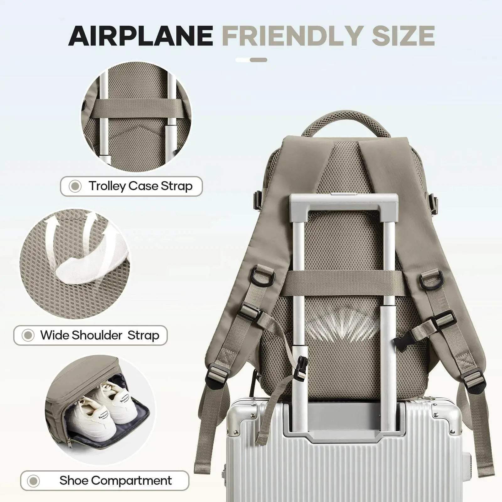 Ultra Lightweight Travel Backpack Carry On 40x20x25 With Air Cushion Straps Unisex Laptop Compartment For Work Or School - ToylandEU