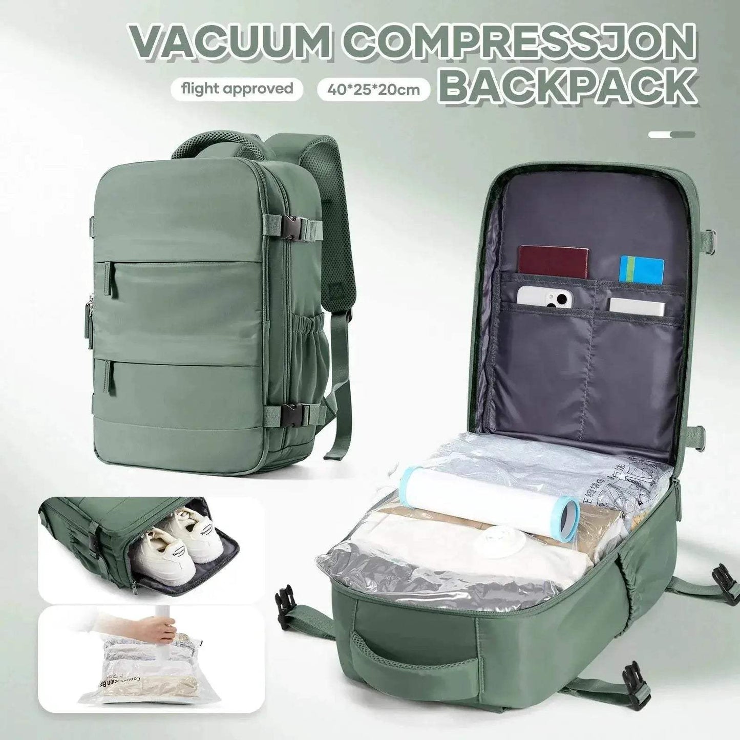 Ultra Lightweight Travel Backpack Carry On 40x20x25 With Air Cushion Straps Unisex Laptop Compartment For Work Or School - ToylandEU