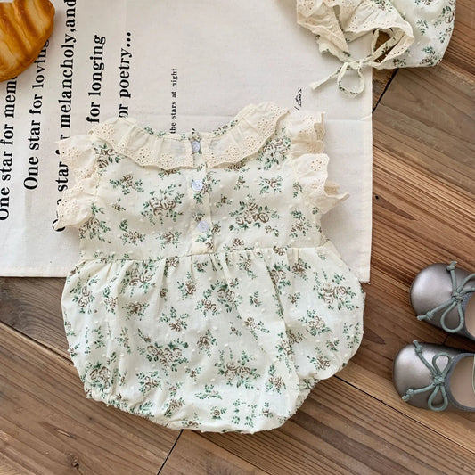 Ultra Soft Baby Bodysuits Flower Ruched Fly Sleeve For Newborn Girls 0 To 24 Months - ToylandEU