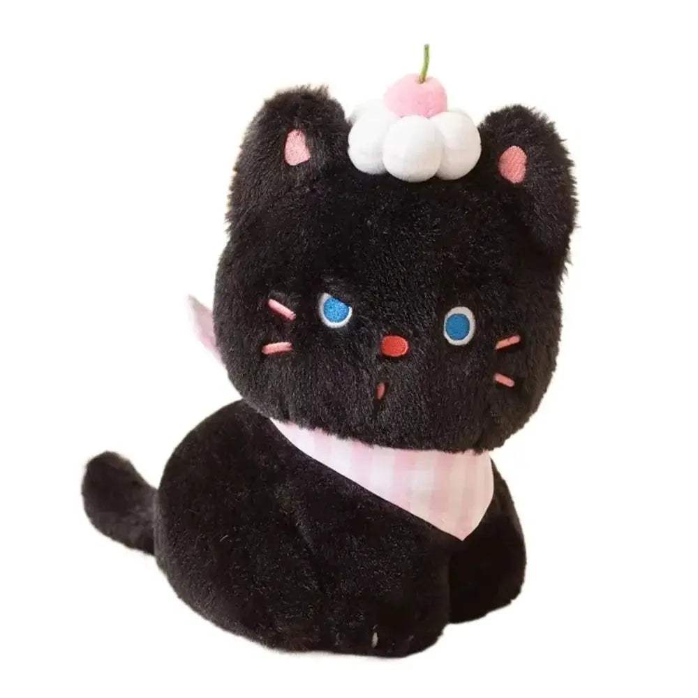 Ultra Soft Black Cat Plush Toy With Cream Cake Design - ToylandEU