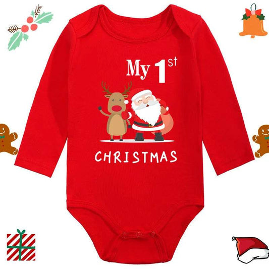 Ultra Soft Cotton Baby Romper Unisex Santa Elk Print Christmas For Newborns 0 To 12 Months - ToylandEU