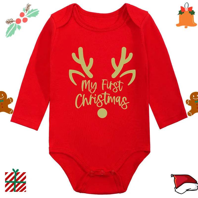 Ultra Soft Cotton Baby Romper Unisex Santa Elk Print Christmas For Newborns 0 To 12 Months - ToylandEU