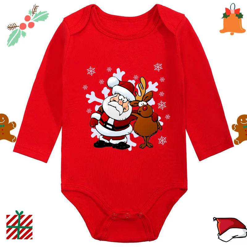 Ultra Soft Cotton Baby Romper Unisex Santa Elk Print Christmas For Newborns 0 To 12 Months - ToylandEU