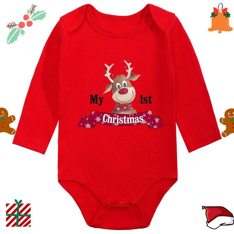 Ultra Soft Cotton Baby Romper Unisex Santa Elk Print Christmas For Newborns 0 To 12 Months - ToylandEU