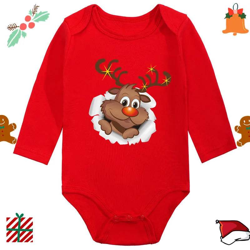 Ultra Soft Cotton Baby Romper Unisex Santa Elk Print Christmas For Newborns 0 To 12 Months - ToylandEU