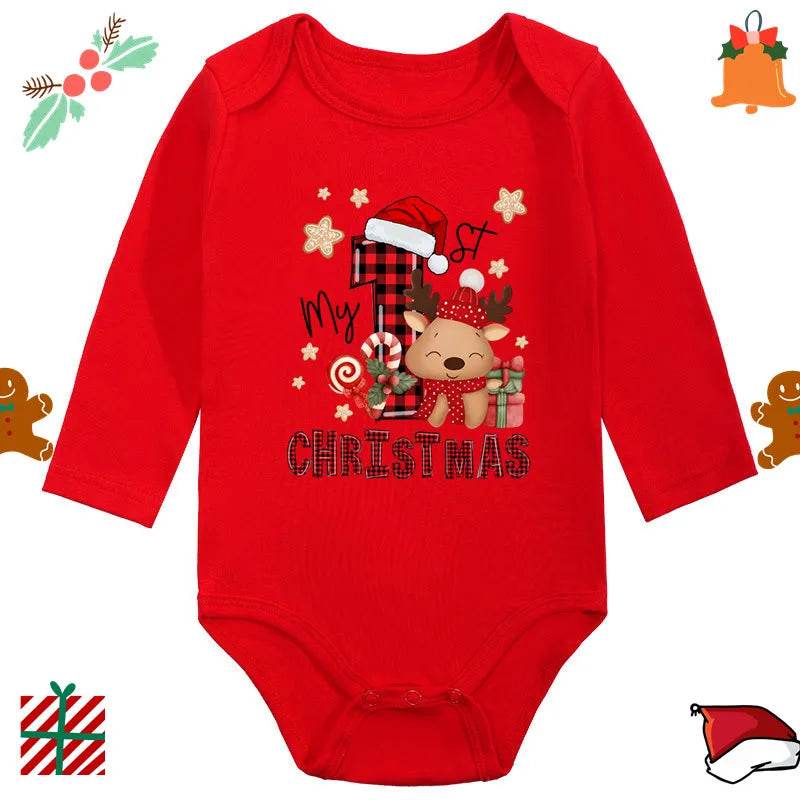 Ultra Soft Cotton Baby Romper Unisex Santa Elk Print Christmas For Newborns 0 To 12 Months - ToylandEU
