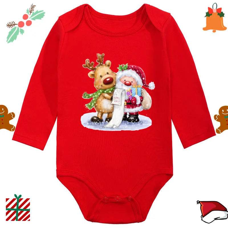 Ultra Soft Cotton Baby Romper Unisex Santa Elk Print Christmas For Newborns 0 To 12 Months - ToylandEU
