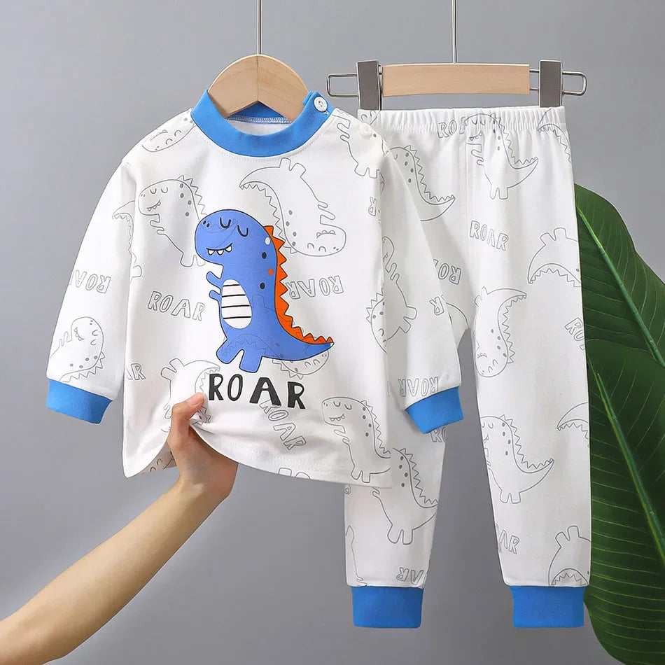 Ultra Soft Kids Pajama Sets Cartoon Dinosaur Unisex For Autumn Winter - ToylandEU