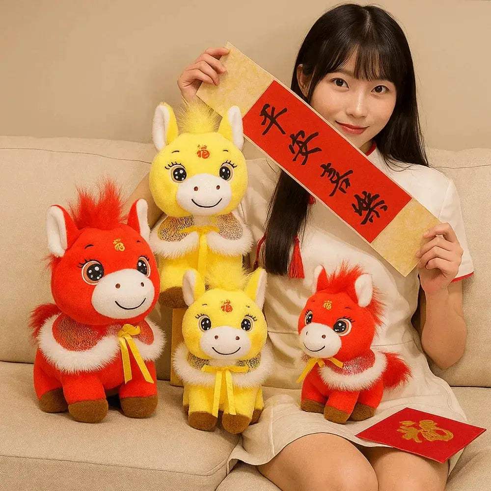 Ultra Soft PP Cotton Horse Plush Toy With Flower Design - ToylandEU
