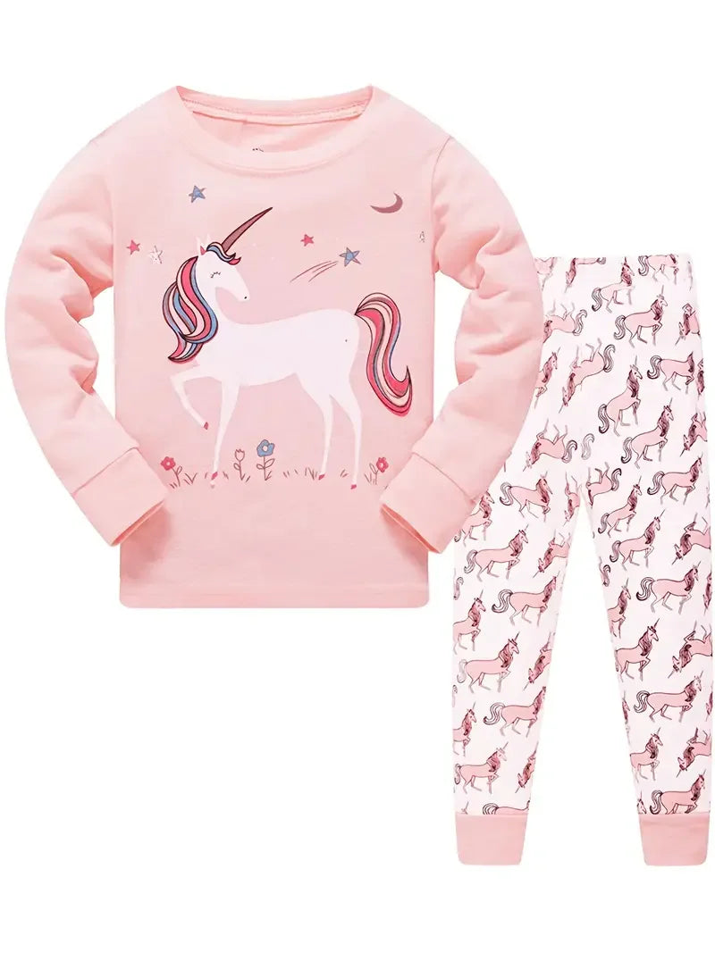 Ultra Soft Premium Kids Cotton Pajama Sets With All Season Cartoon Unicorn Print For Girls - ToylandEU