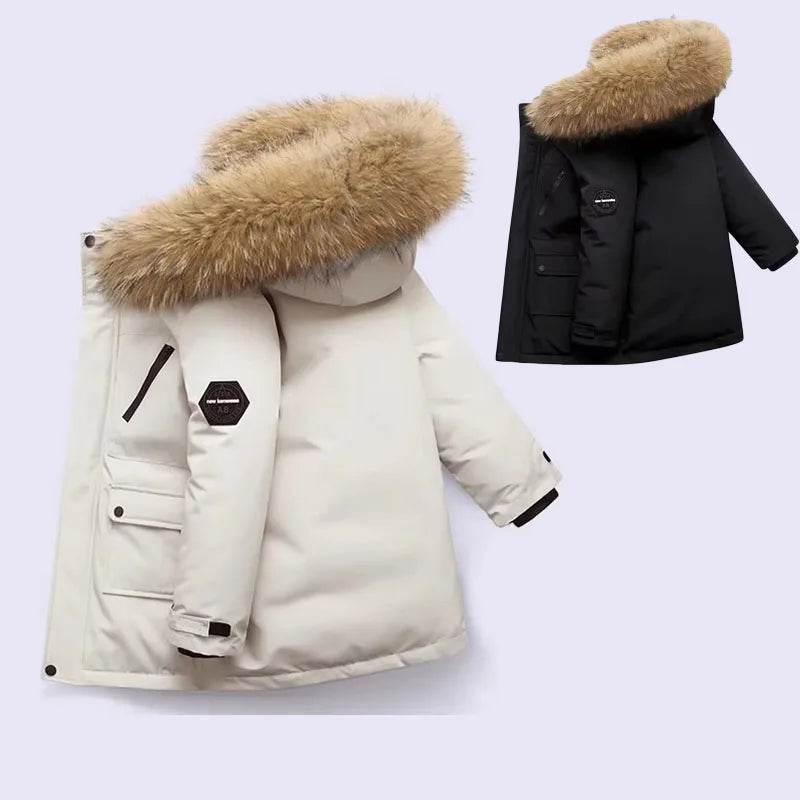 Ultra Warm Padded Jacket With Hooded Fur Collar For Kids - ToylandEU