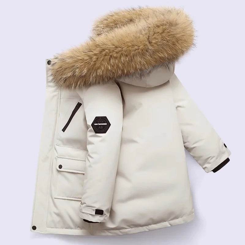 Ultra Warm Padded Jacket With Hooded Fur Collar For Kids - ToylandEU