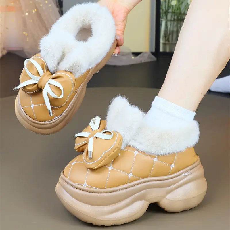 Ultra Warm Slippers With 8cm High Boot Design And Bunny Ear Detailing And Faux Fur Lining For Women - ToylandEU