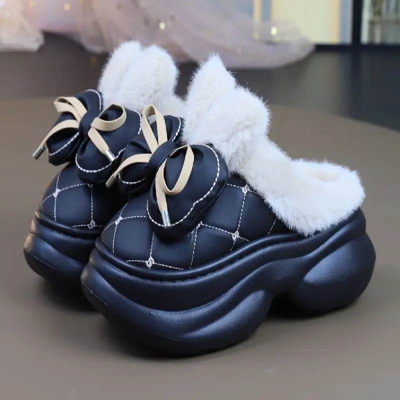 Ultra Warm Slippers With 8cm High Boot Design And Bunny Ear Detailing And Faux Fur Lining For Women - ToylandEU