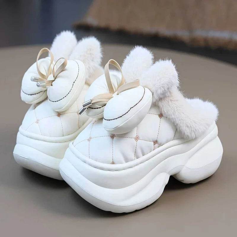 Ultra Warm Slippers With 8cm High Boot Design And Bunny Ear Detailing And Faux Fur Lining For Women - ToylandEU