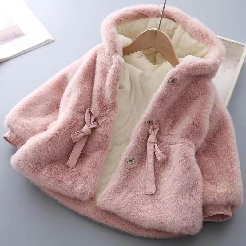 Ultra Warm Winter Coat For Girls Mink Fur Thickened Hooded - ToylandEU