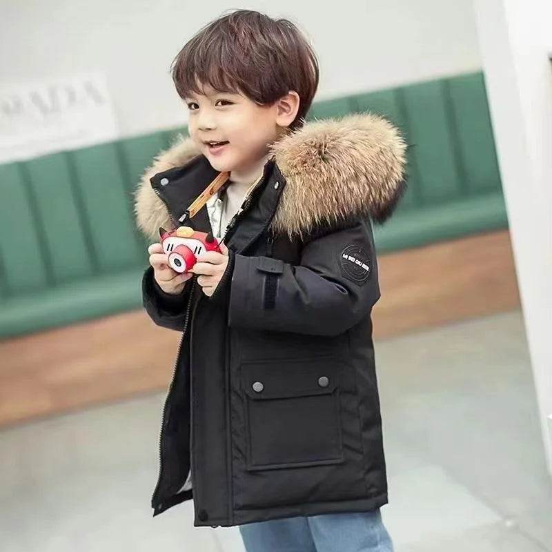 Ultra Warm Winter Jacket Velvet Fur Hood For Kids Unisex - ToylandEU