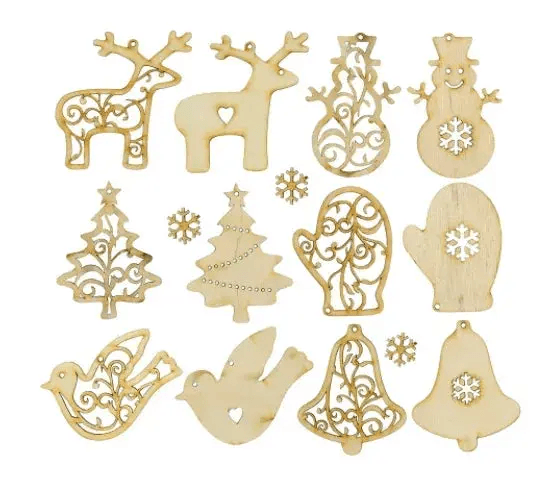 Unfinished Wooden Christmas Ornaments Set for Painting - ToylandEU