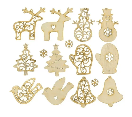  Unfinished Wooden Christmas Ornaments 12 Piece For Painting -  ToylandEU™