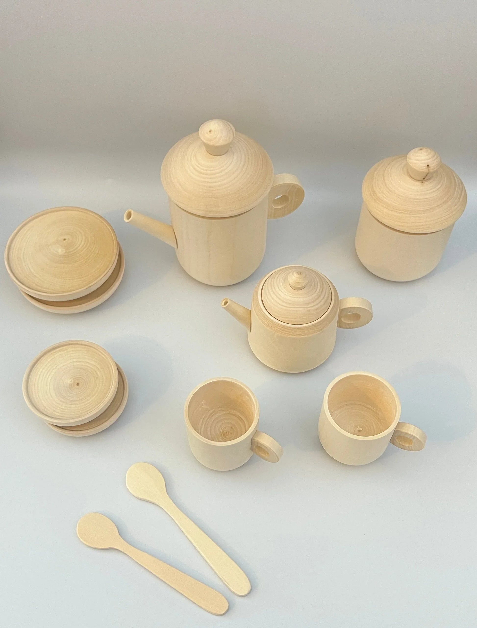 Handcrafted Unfinished Wooden Tea Set For Kids Playtime Fun - ToylandEU
