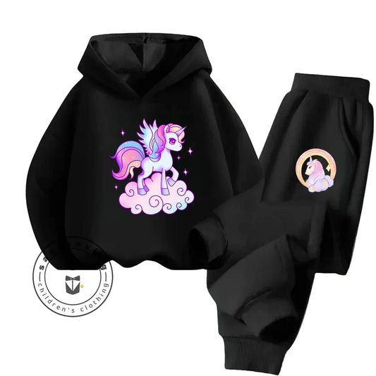 Unicorn 2D Cartoon Print Hoodie Set Hot Sale 2025 Fashion New Casual Autumn Winter For Teenagers Children Boys Girls - ToylandEU