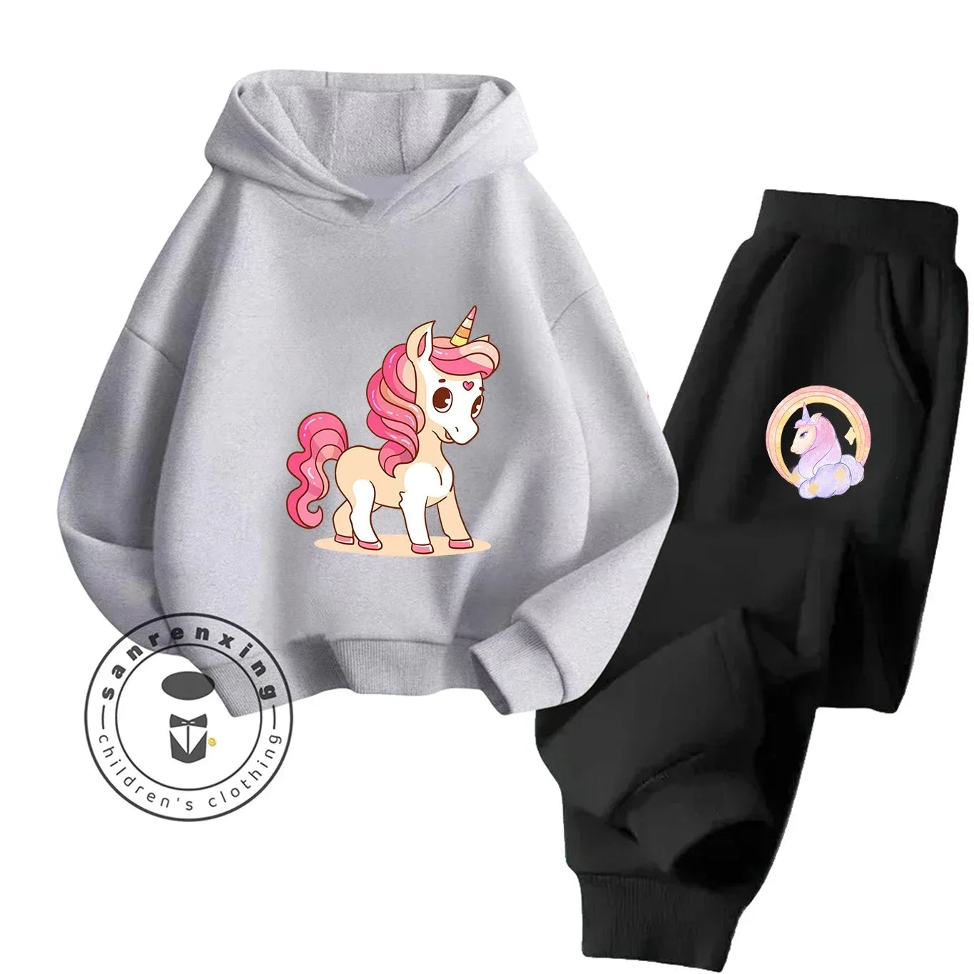 Unicorn 2D Cartoon Print Hoodie Set Hot Sale 2025 Fashion New Casual Autumn Winter For Teenagers Children Boys Girls - ToylandEU