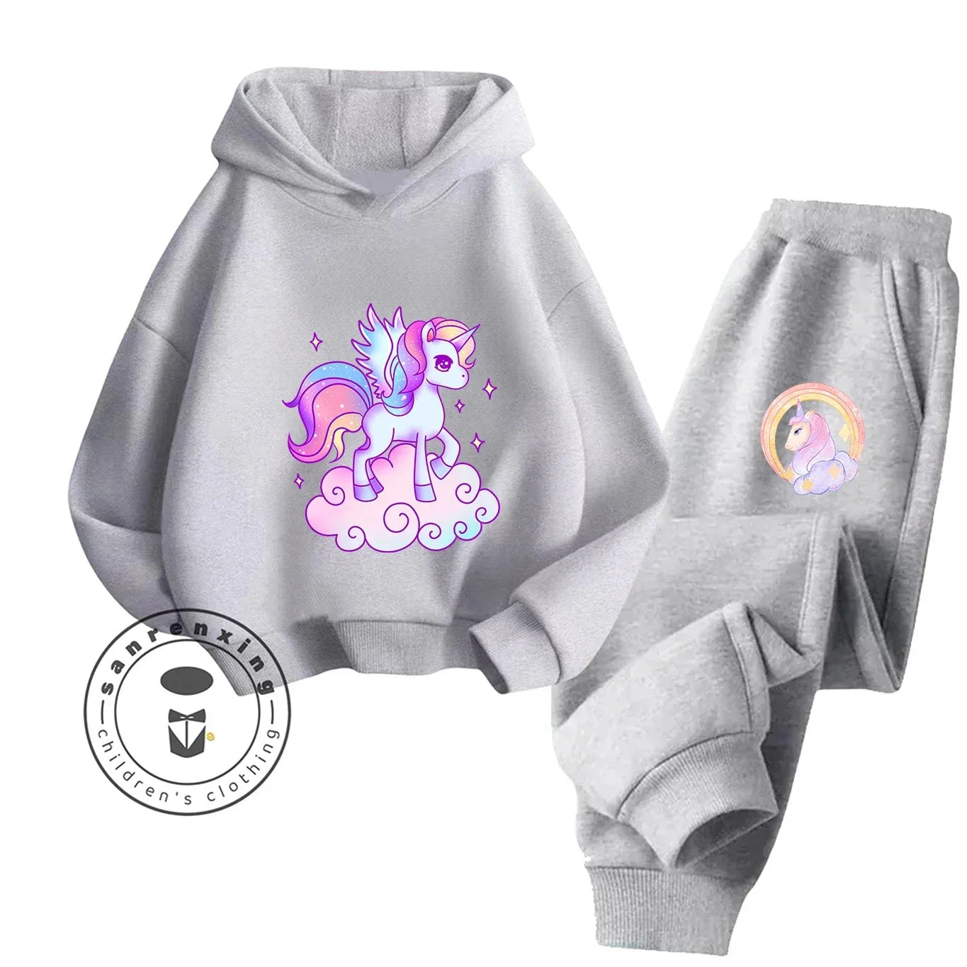 Unicorn 2D Cartoon Print Hoodie Set Hot Sale 2025 Fashion New Casual Autumn Winter For Teenagers Children Boys Girls - ToylandEU