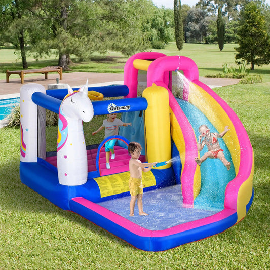  Unicorn 5-in-1 Inflatable Bounce House and Water Slide -  ToylandEU™