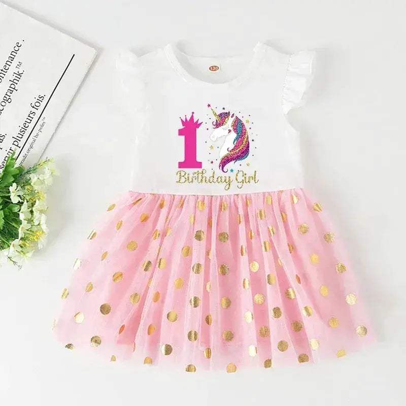 Unicorn Birthday Dress For Girls Soft Cotton Pink Tutu Outfit - ToylandEU
