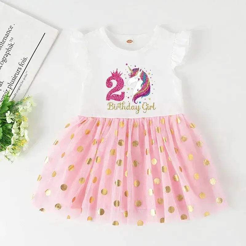 Unicorn Birthday Dress For Girls Soft Cotton Pink Tutu Outfit - ToylandEU