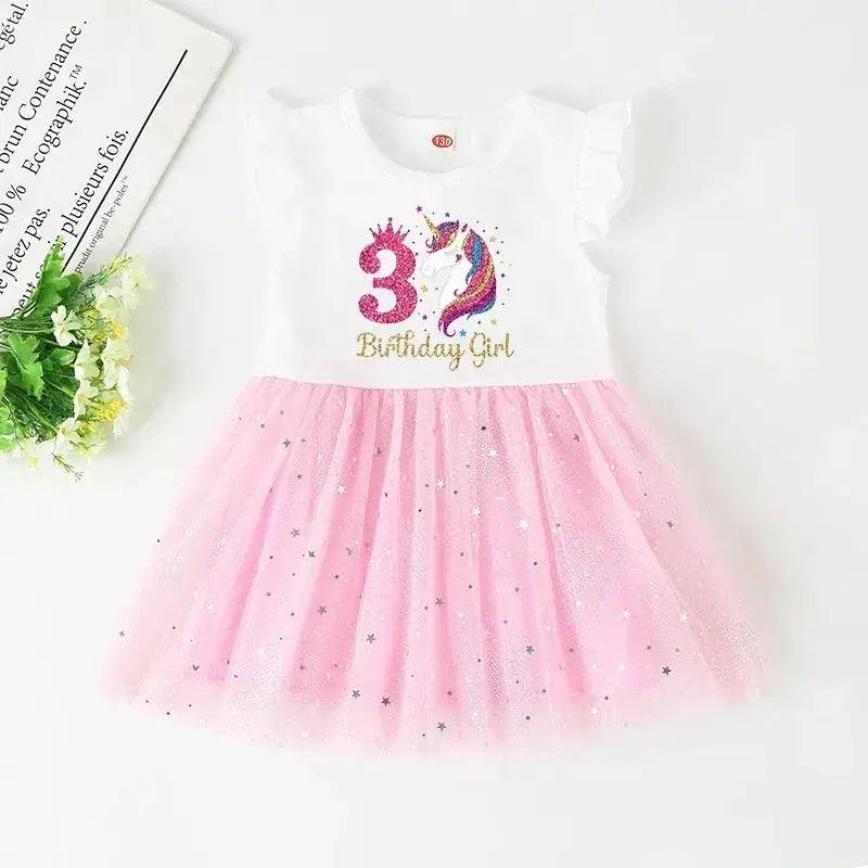  Unicorn Birthday Dress Soft Cotton Pink Tutu -  ToylandEU™