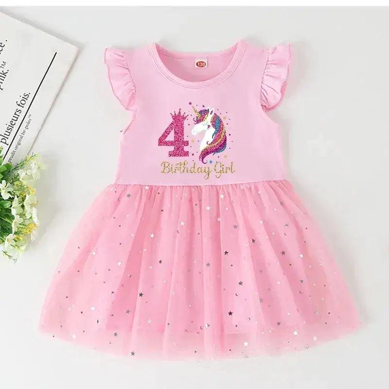  Unicorn Birthday Dress Soft Cotton Pink Tutu -  ToylandEU™