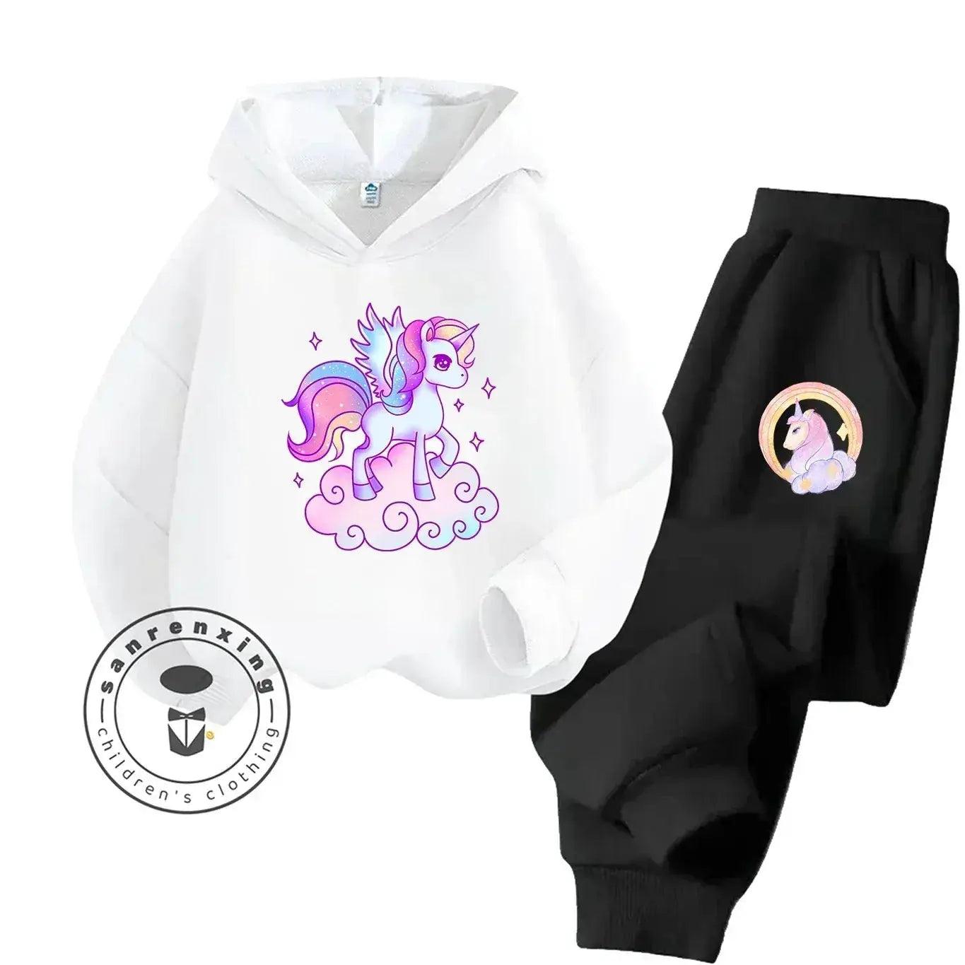  Unicorn 2D Cartoon Print Hoodie Set Hot Sale 2025 Fashion New Casual Autumn Winter For Teenagers Children Boys Girls -  ToylandEU™